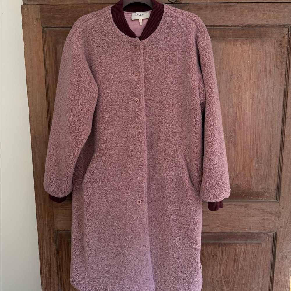 THE GREAT. Mauve Teddy Jacket